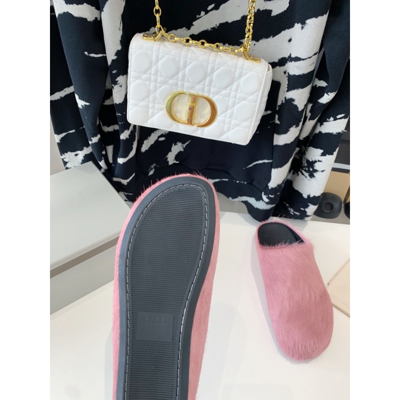 Marni Pink LONG-HAIR CALFSKIN FUSSBETT SABOT Slide SBMR000600P412200C58