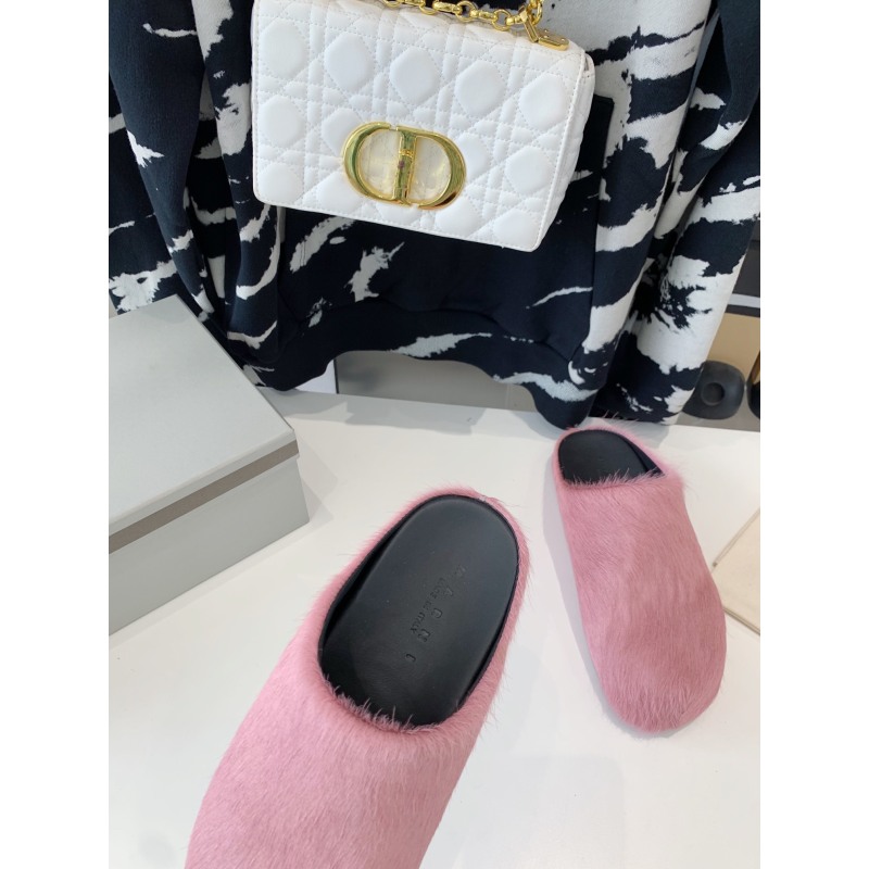 Marni Pink LONG-HAIR CALFSKIN FUSSBETT SABOT Slide SBMR000600P412200C58