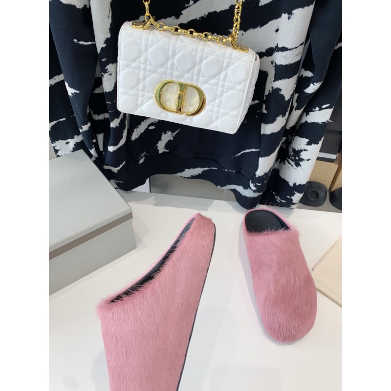 Marni Pink LONG-HAIR CALFSKIN FUSSBETT SABOT Slide SBMR000600P412200C58