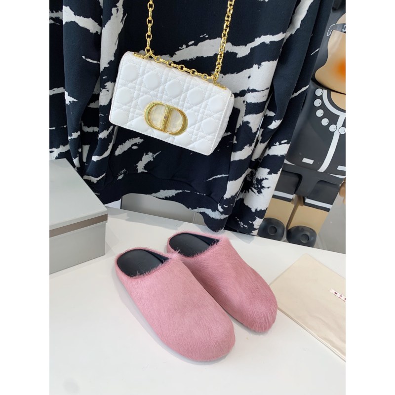 Marni Pink LONG-HAIR CALFSKIN FUSSBETT SABOT Slide SBMR000600P412200C58