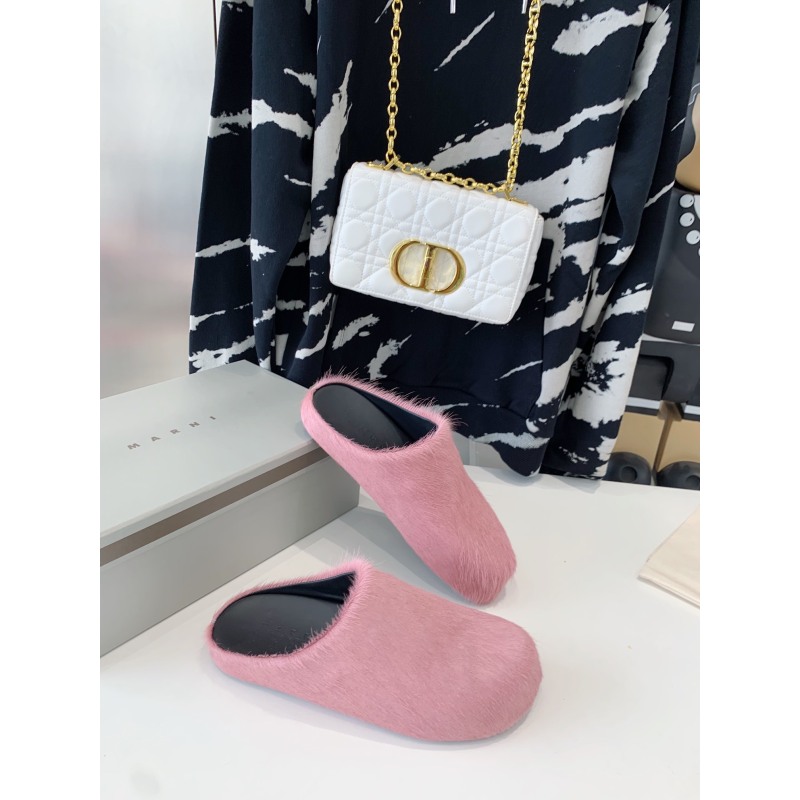 Marni Pink LONG-HAIR CALFSKIN FUSSBETT SABOT Slide SBMR000600P412200C58