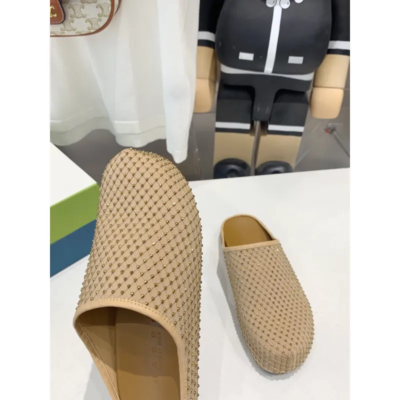 Marni Yellow Fussbett Sabot Slide With Rhinestones