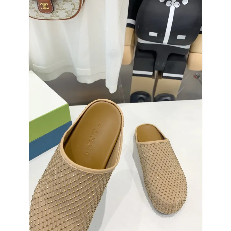 Marni Yellow Fussbett Sabot Slide With Rhinestones