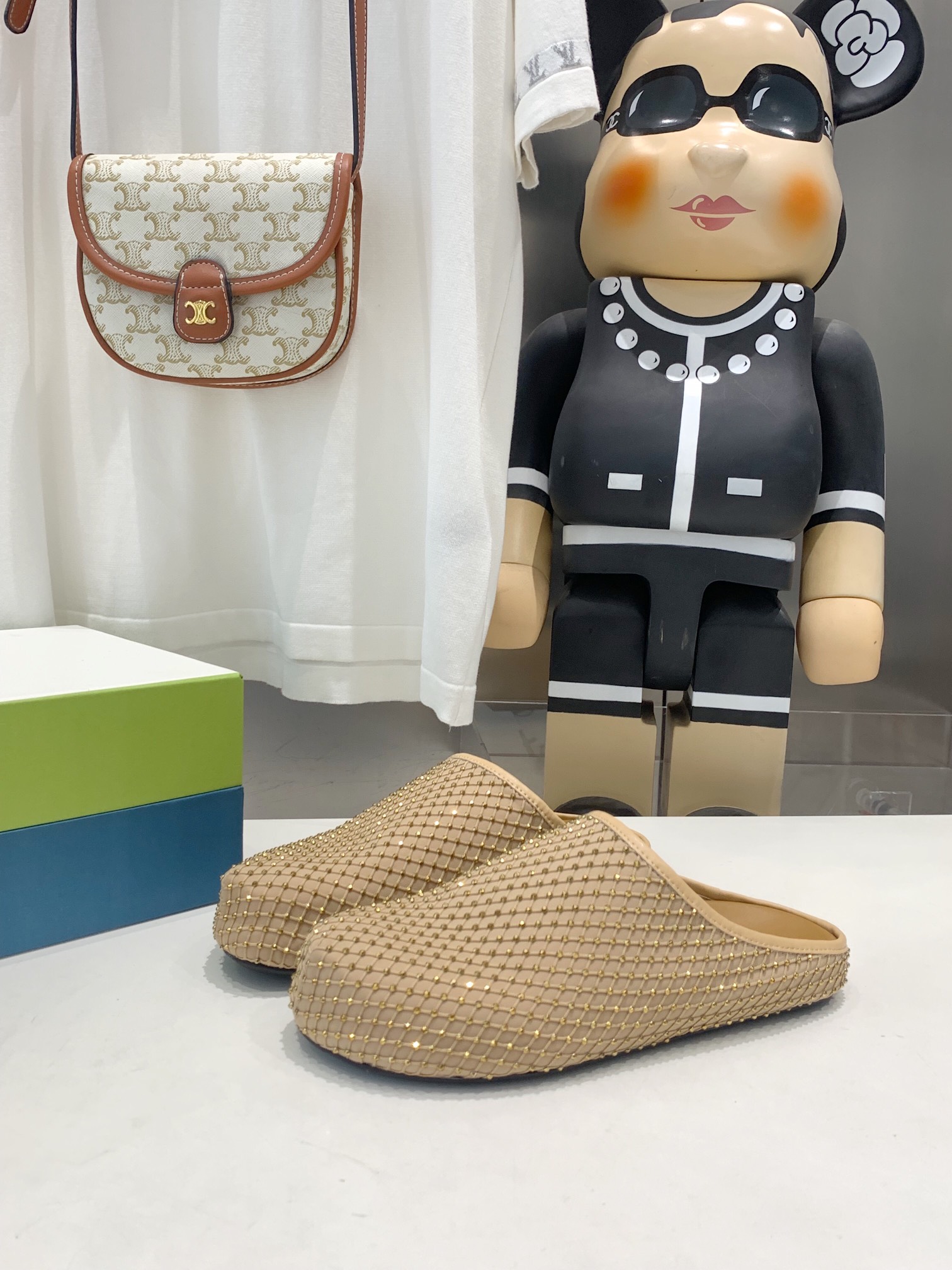 Marni Yellow Fussbett Sabot Slide With Rhinestones