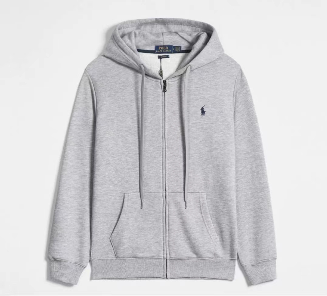 Polo Ralph Lauren Double-Knit Full-Zip Hoodie Grey
