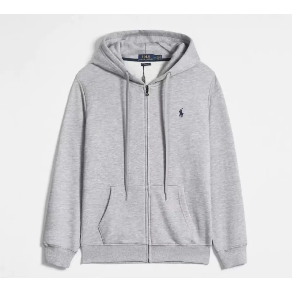 polo ralph lauren double-knit full-zip hoodie grey