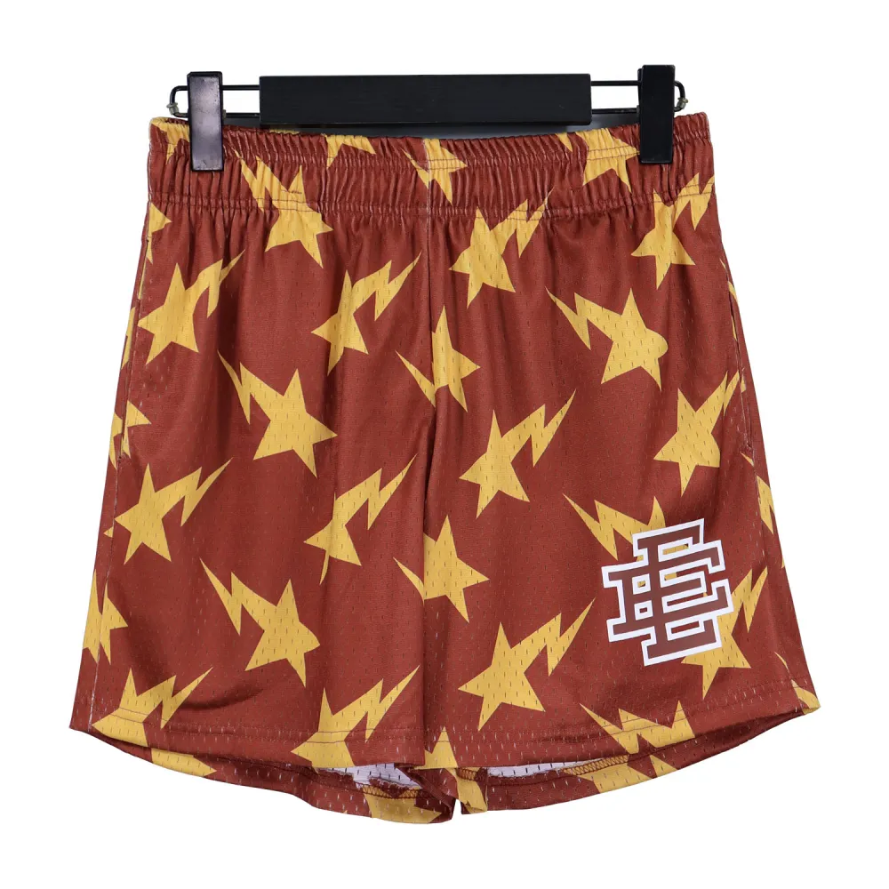 eric emanuel x bape miami basic short brown/yellow fw19