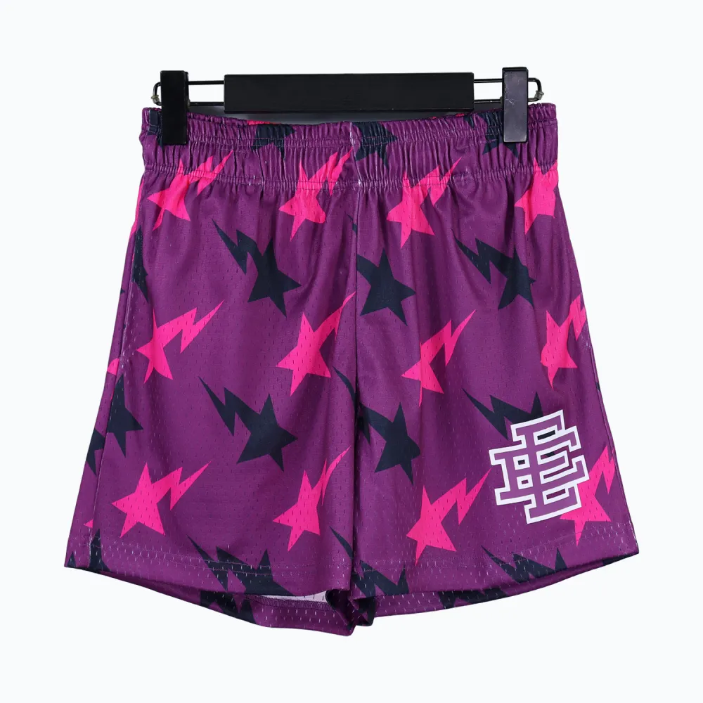 eric emanuel x bape miami basic short purple/pink/black fw19