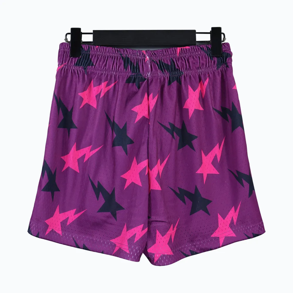 eric emanuel x bape miami basic short purple/pink/black fw19