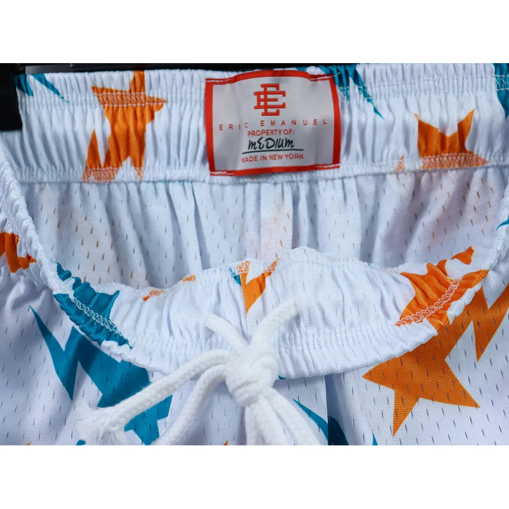 eric emanuel x bape miami basic short white/teal/orange fw19