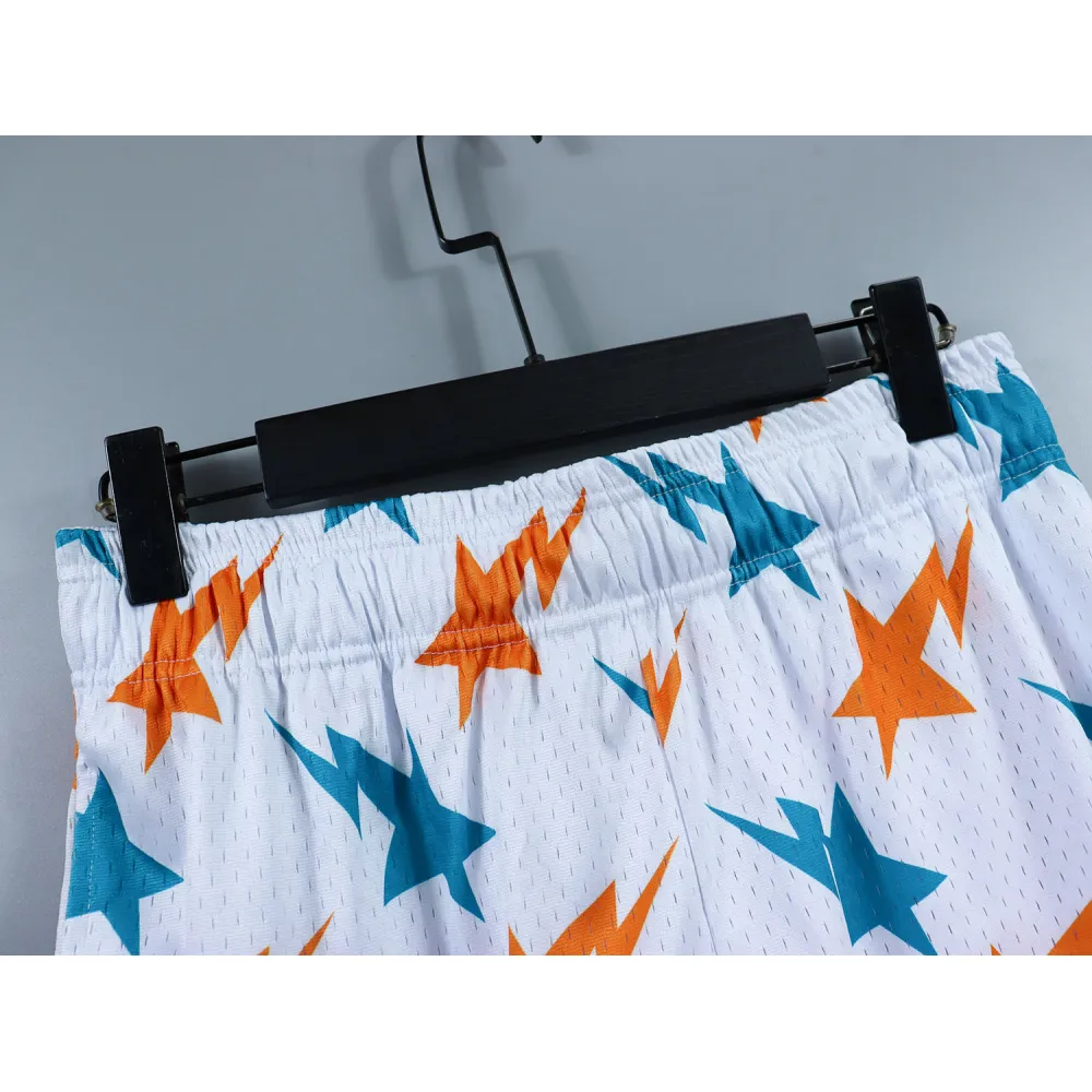 eric emanuel x bape miami basic short white/teal/orange fw19