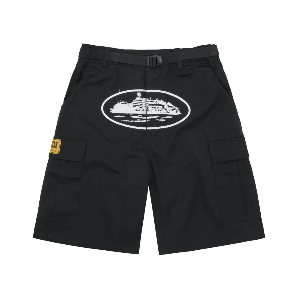 Corteiz Alcatraz Cargo Shorts Black