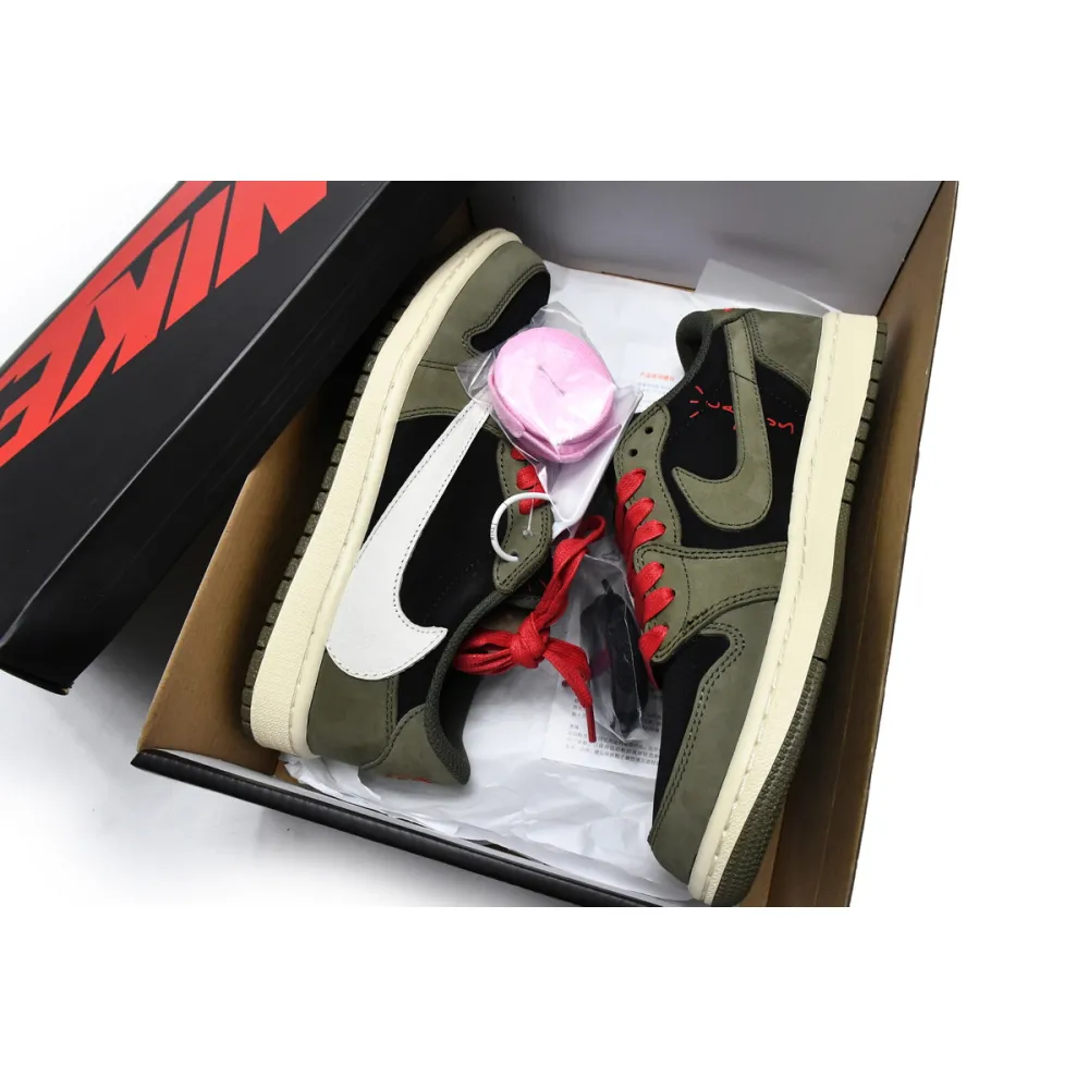 pk god batch air jordan 1 retro low x travis scott dark green dm7866-002