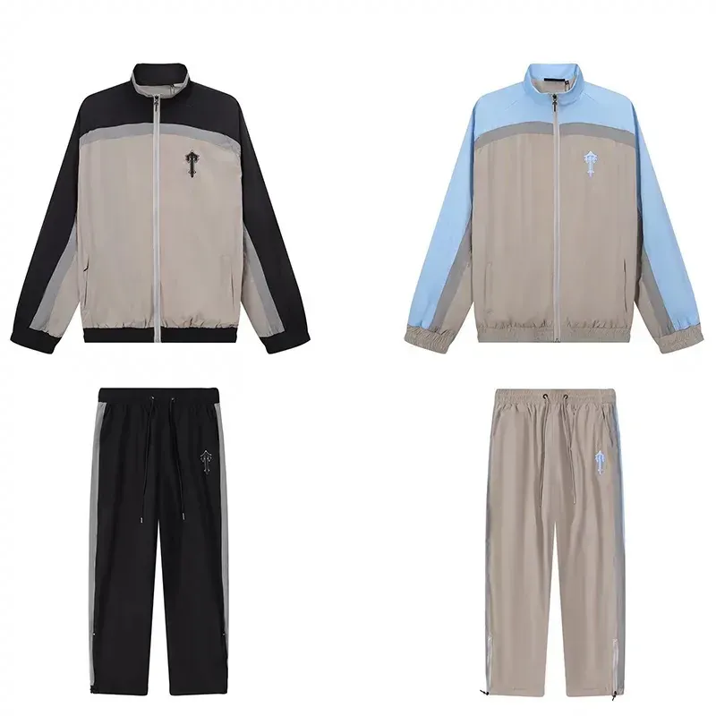 Trapstar splicing suit embroidered LOGO sports and leisure