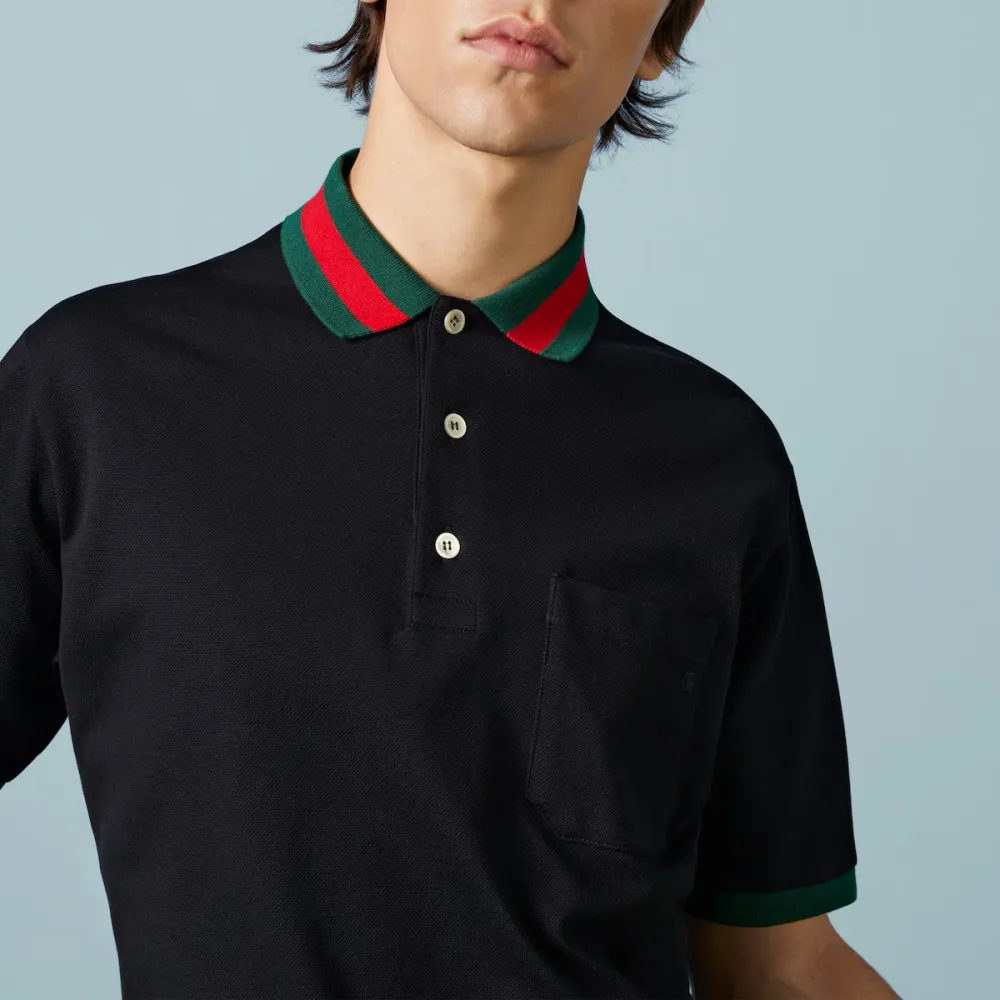 Gucci Cotton piquet polo with Web collar 701735 XJELJ 1043