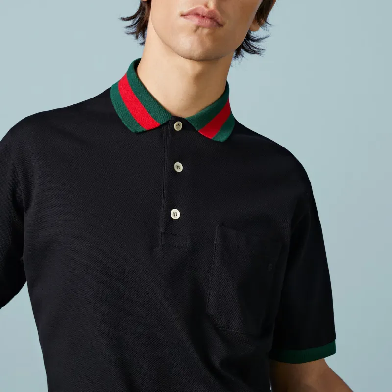 Gucci Cotton piquet polo with Web collar 701735 XJELJ 1043
