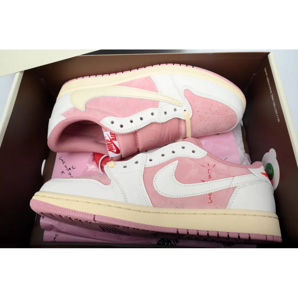 pk god batch air jordan 1 low travis scott white pink dm7866-600