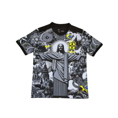 2024 Brazil Special Edition Jesus Black Gray Soccer Jersey T-Shirt YZ480624 01