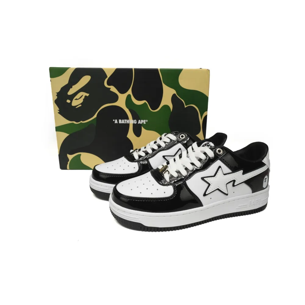 a bathing ape bape sta low black white panda 1h70-191-001