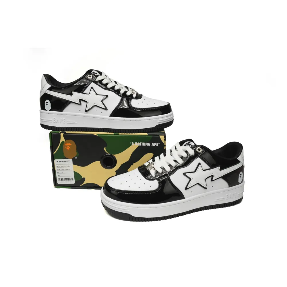 a bathing ape bape sta low black white panda 1h70-191-001