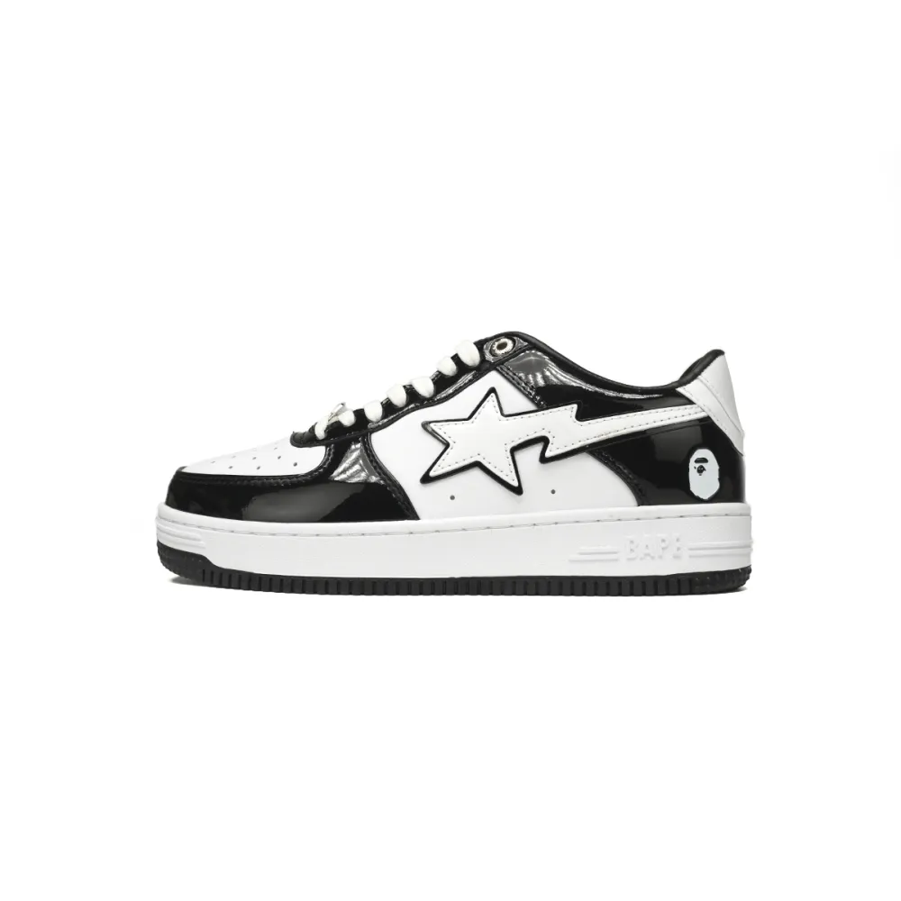 a bathing ape bape sta low black white panda 1h70-191-001