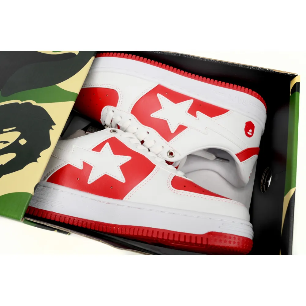 A Bathing Ape Bape Sta Low Red And White OZXSH W291 328