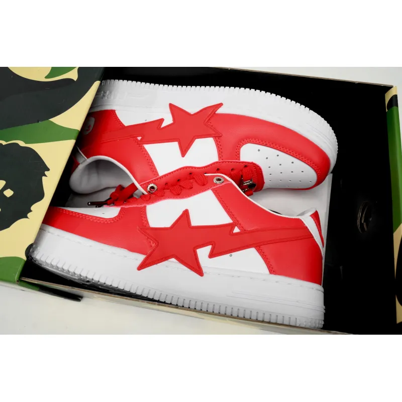 A Bathing Ape Bape Sta Low White Red Star OZXSHM 191 306M