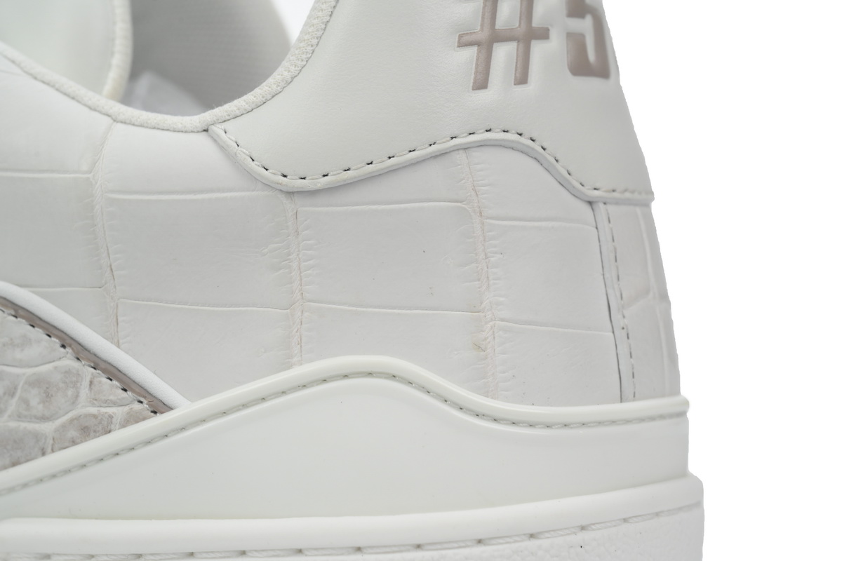 Louis Vuitton Trainer Sneaker All Alligator Leather Grey White