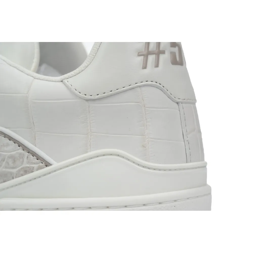 Louis Vuitton Trainer Sneaker All Alligator Leather Grey White