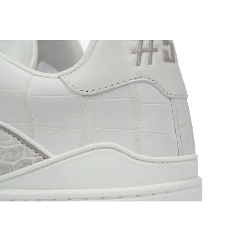 Louis Vuitton Trainer Sneaker All Alligator Leather Grey White