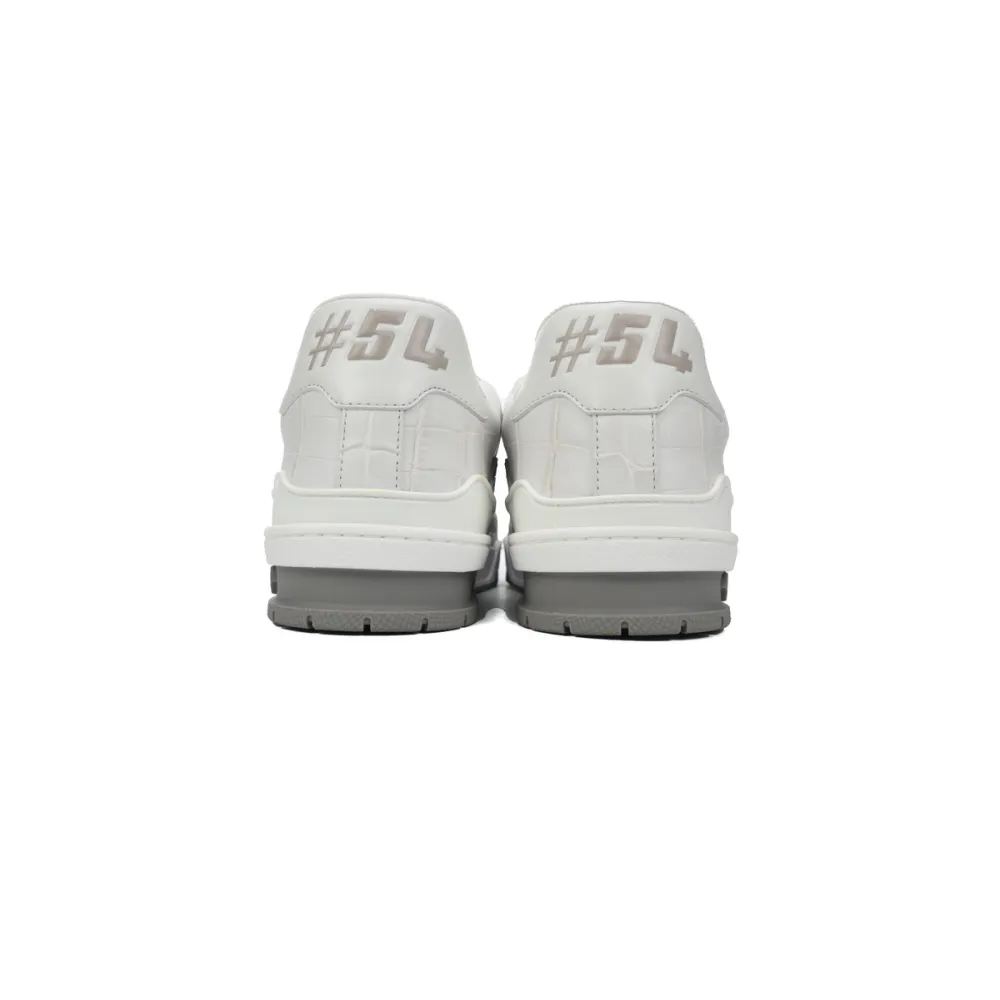 Louis Vuitton Trainer Sneaker All Alligator Leather Grey White