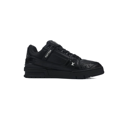 Louis Vuitton Trainer Sneaker Alligator Leather All Black 02