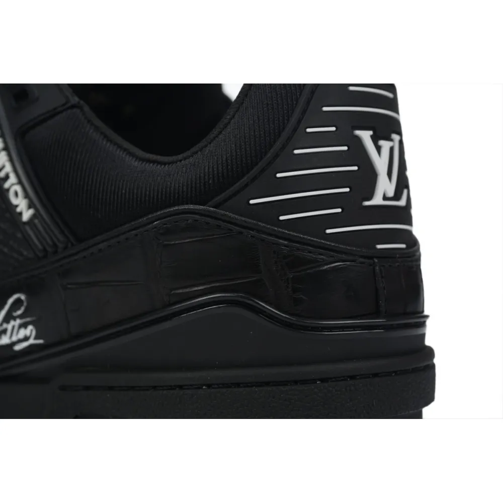 Louis Vuitton Trainer Sneaker Alligator Leather Black