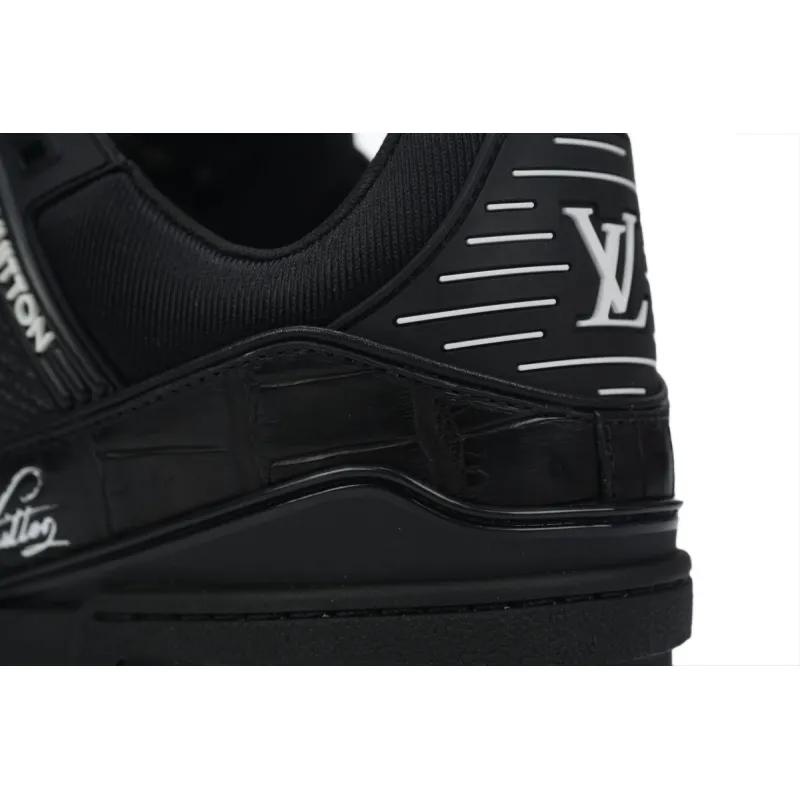 Louis Vuitton Trainer Sneaker Alligator Leather Black