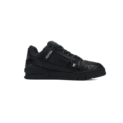 【Flash Sale】Louis Vuitton Trainer Sneaker Alligator Leather Black 02