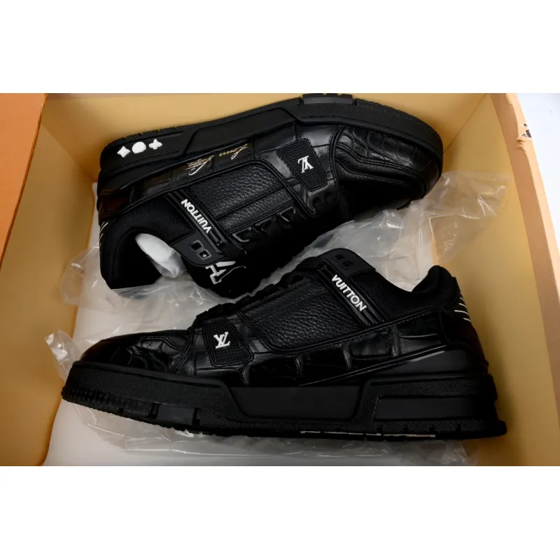 Louis Vuitton Trainer Sneaker Alligator Leather Black