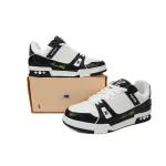 Louis Vuitton Trainer Sneaker Alligator Leather Tongue White Black