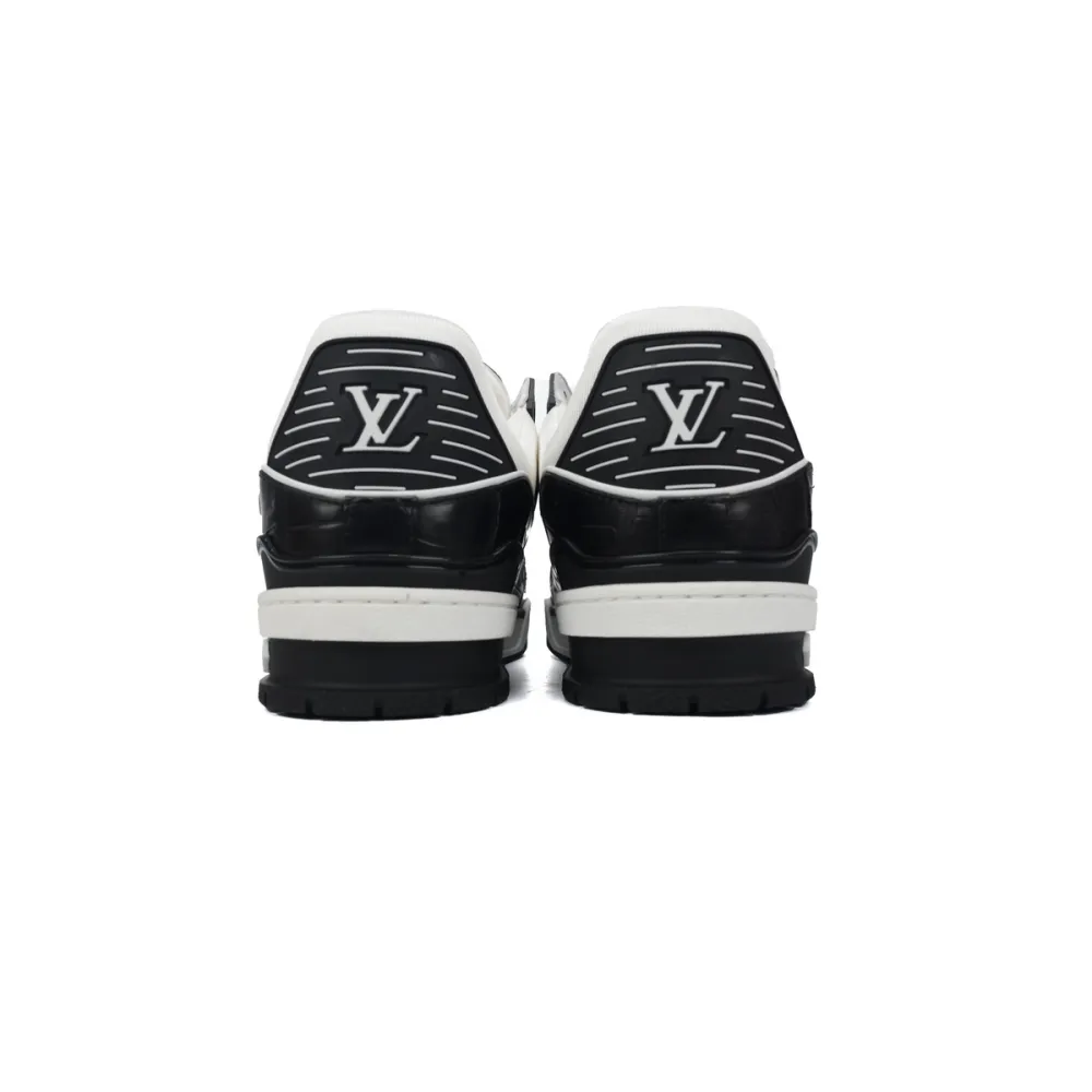 Louis Vuitton Trainer Sneaker Alligator Leather Tongue White Black