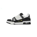 Louis Vuitton Trainer Sneaker Alligator Leather Tongue White Black