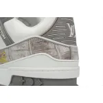 Louis Vuitton Trainer Sneaker Alligator Leather White Gray