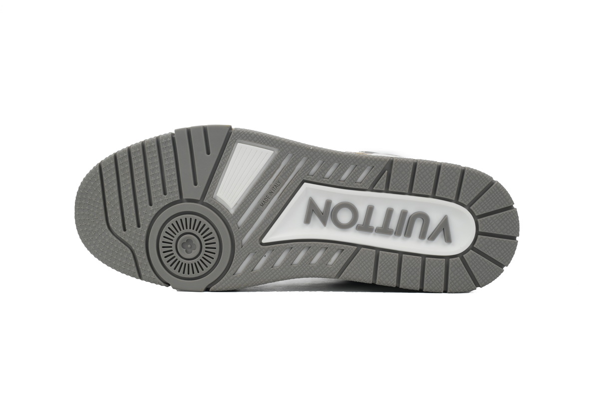 Louis Vuitton Trainer Sneaker Alligator Leather White Gray