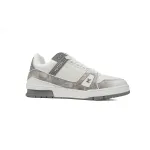 Louis Vuitton Trainer Sneaker Alligator Leather White Gray