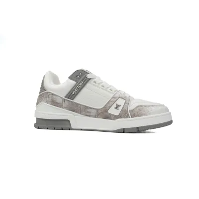 Louis Vuitton Trainer Sneaker Alligator Leather White Gray 02