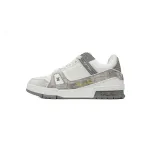 Louis Vuitton Trainer Sneaker Alligator Leather White Gray