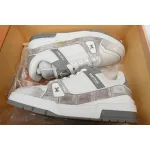 Louis Vuitton Trainer Sneaker Alligator Leather White Gray