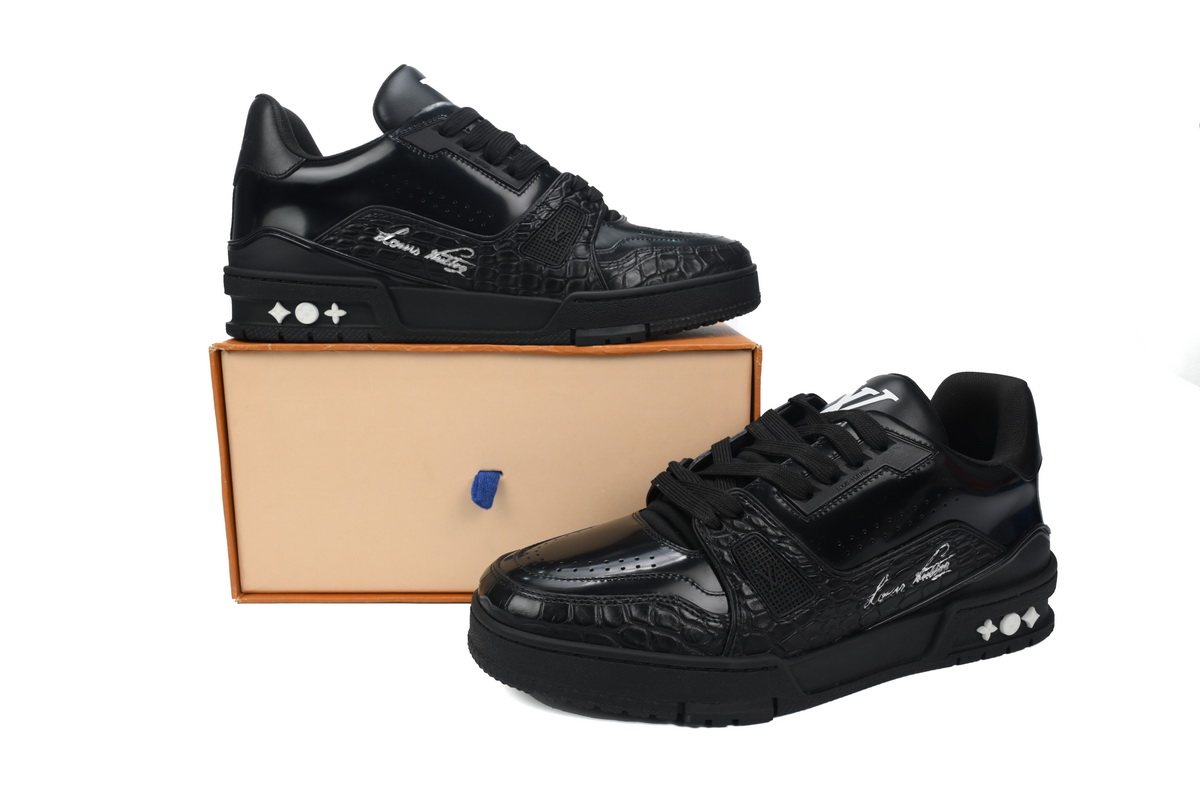 Louis Vuitton Trainer Sneaker Half Alligator Leather Black