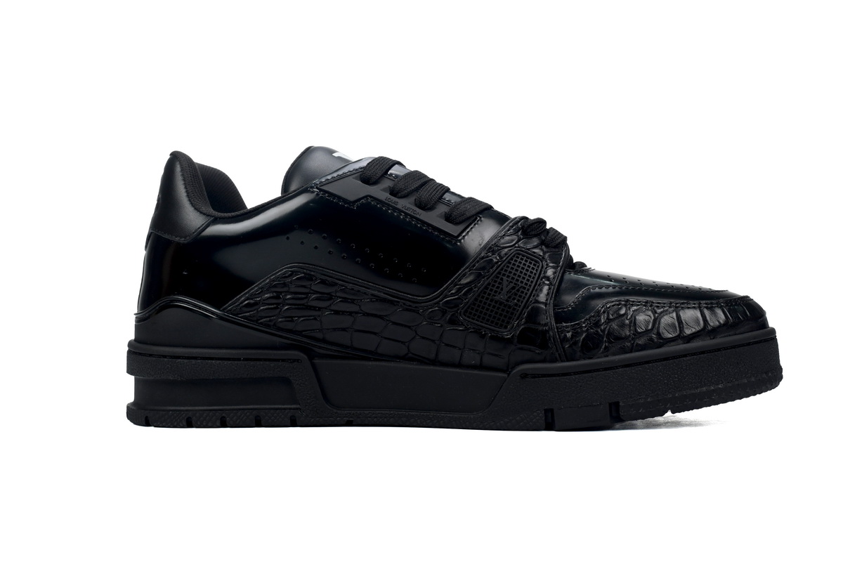 Louis Vuitton Trainer Sneaker Half Alligator Leather Black