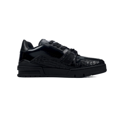 Louis Vuitton Trainer Sneaker Half Alligator Leather Black 02