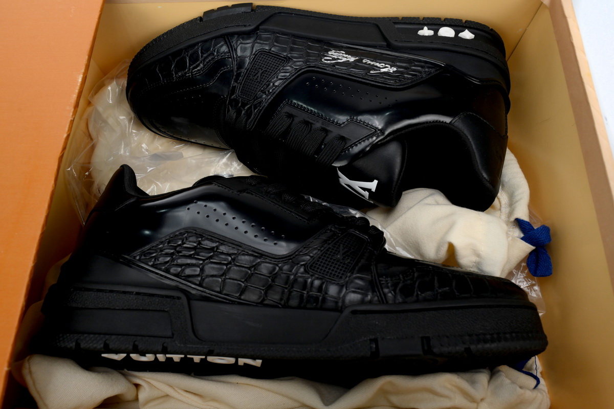 Louis Vuitton Trainer Sneaker Half Alligator Leather Black