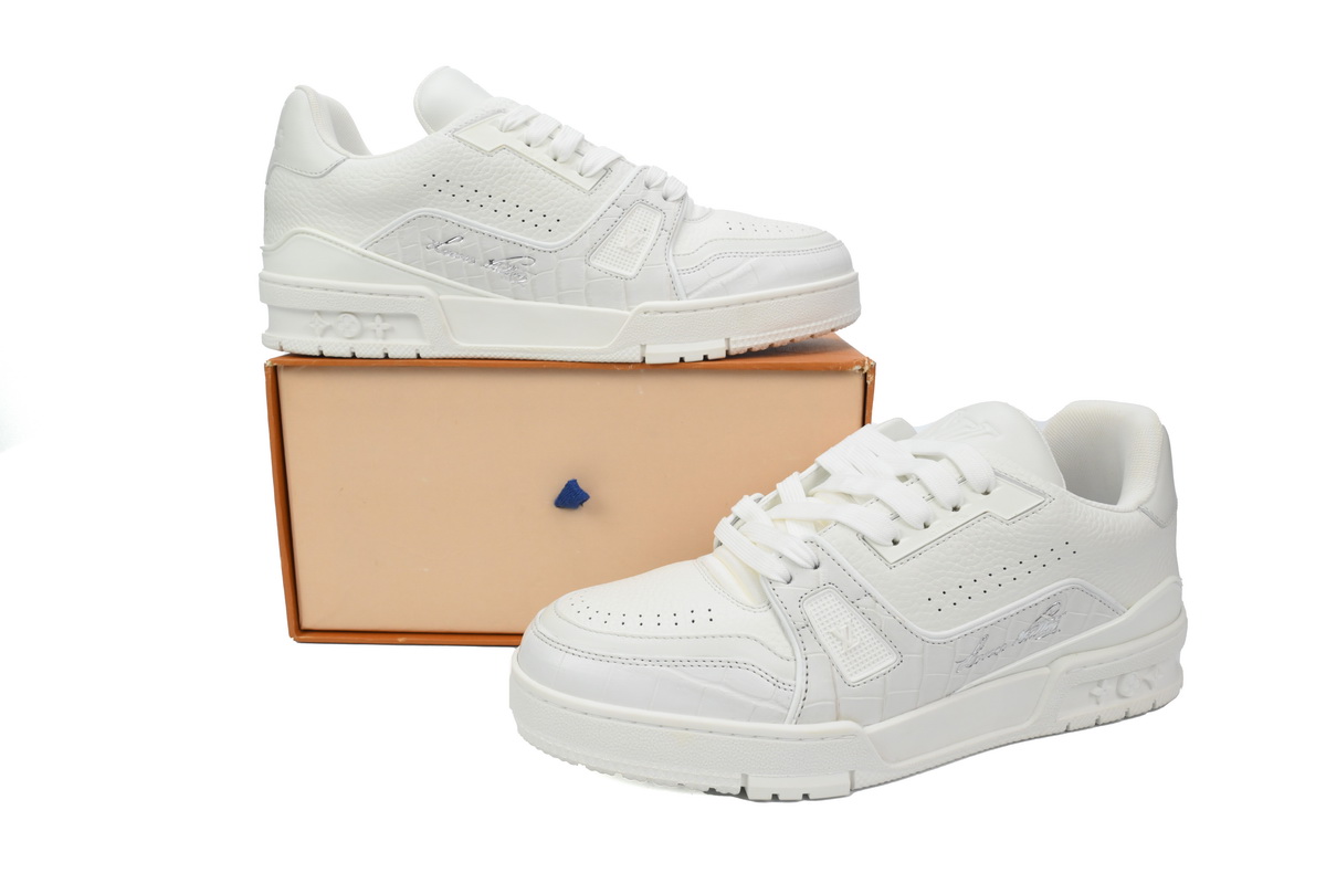 Louis Vuitton Trainer Sneaker Half Alligator Leather White